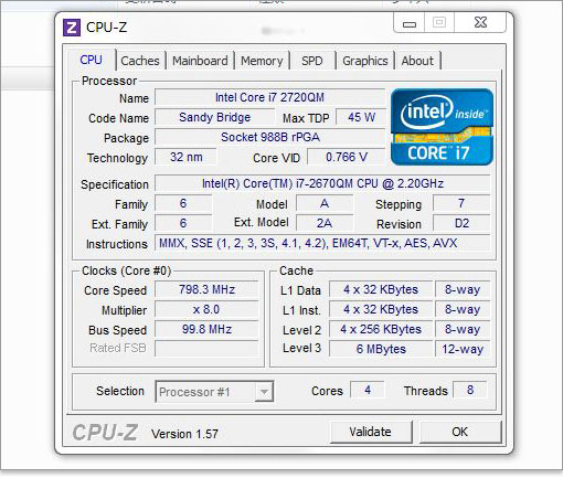 Core i7-2670QMのスペック詳細