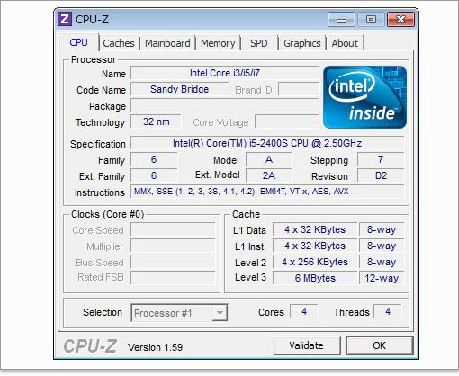 SandyBridgeのCore i5-2400s
