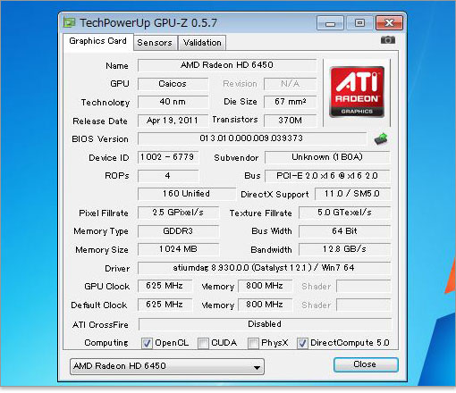 Radeon HD 6450詳細