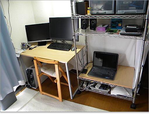 21.5インチモニタに、地デジテレビを出力します。