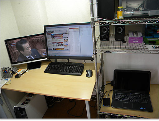 21.5インチモニタ側で操作