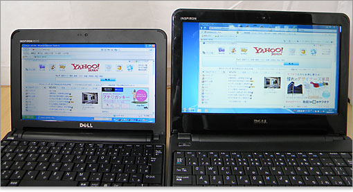 Inspiron MIni 10vは10.1インチ。