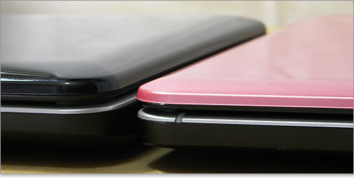 厚みの差をクローズアップ。