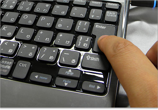 キーをタッチしている実感