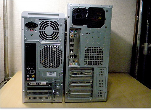 Studio XPS 8000はMicroATXで、自作機はATX。