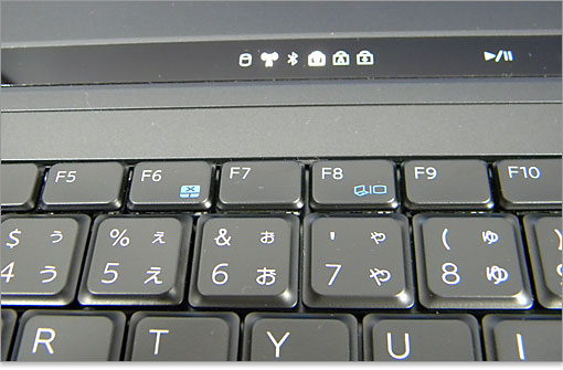 ON/OFF、F8が外部モニタ出力の切り替えスイッチの兼用です。