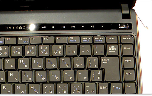 インジケータライトと、マルチメディアキー