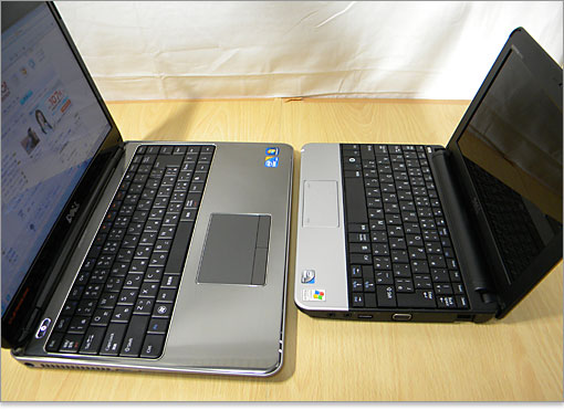 Inspiron N301zのキーボードはフルサイズ。