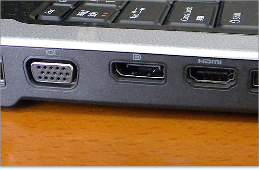 VGA端子、DisplayPort端子 、HDM端子