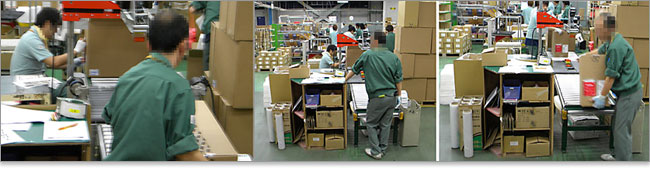 HP製品の、梱包と出荷作業 