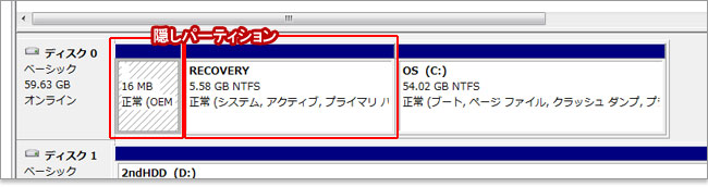 DELLパソコン隠しパーティション