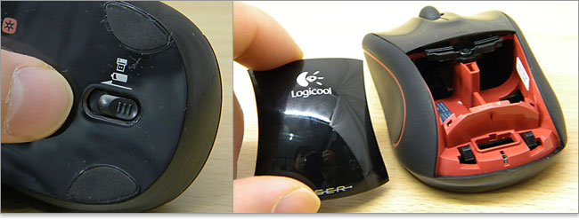 電池カバーリリースボタン