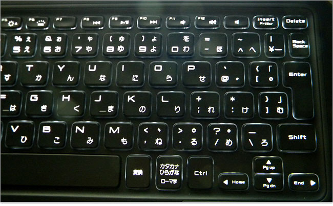 LEDバックライトキーボード