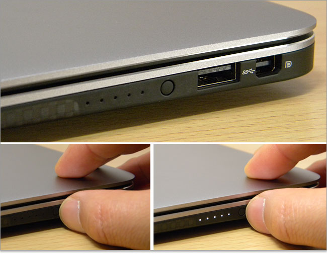 バッテリーステータスボタン装備のXPS 13 Ultrabook
