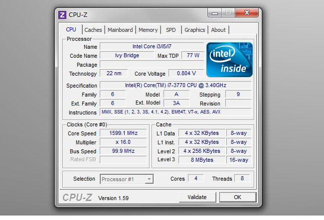 Core i7-3770をCPU-Zで
