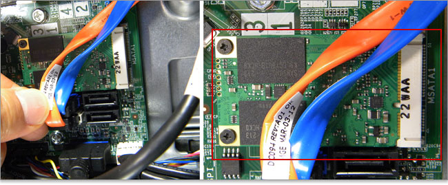 mSATAスロットがあり、今回はインテル スマート・レスポンス・テクノロジー(ISRT)でカスタマイズ